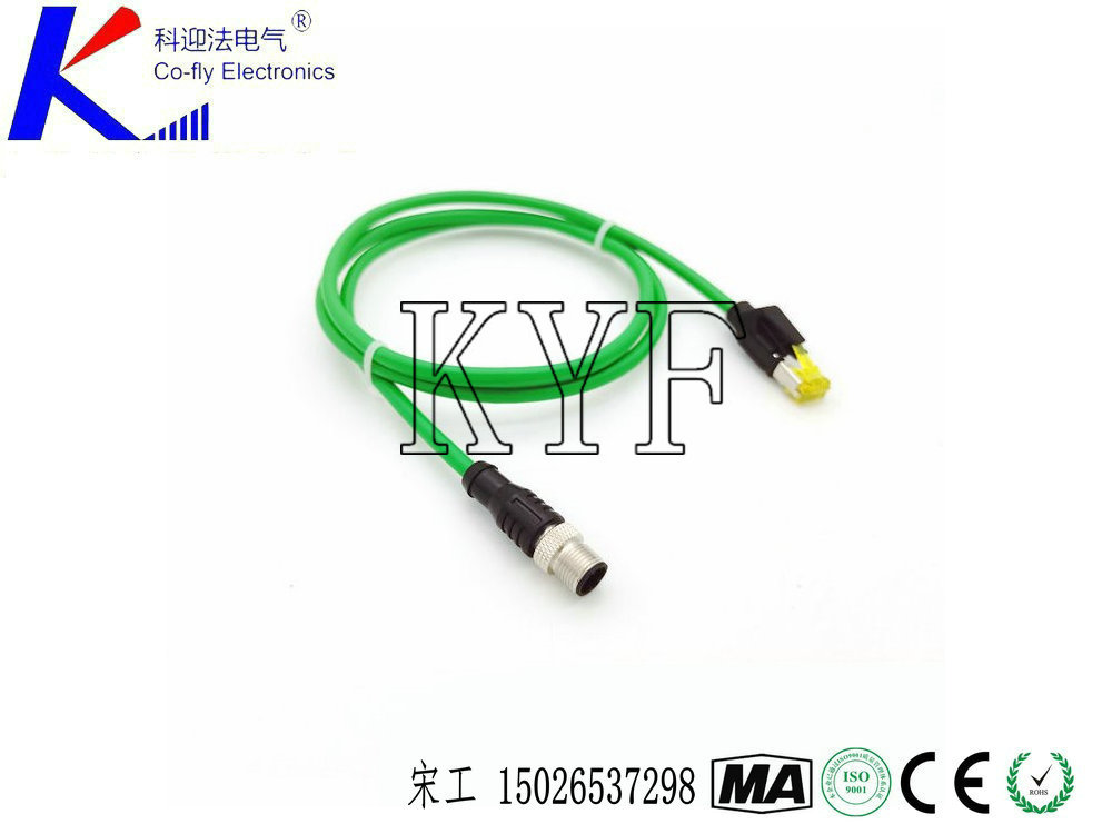 ProfiNet工業(yè)以太網(wǎng)連接器4芯M12D編碼轉(zhuǎn)RJ45插頭