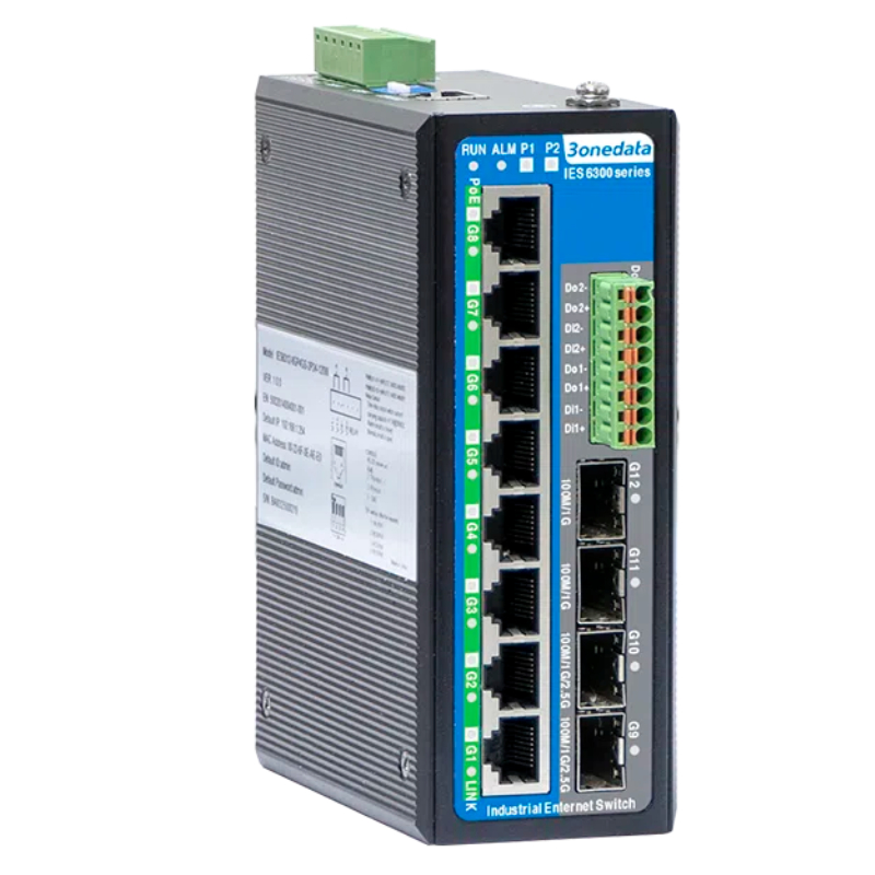 三旺IES6300-8GT2GS2HS-2P48工業級4光8電環網光纖交換機3onedata